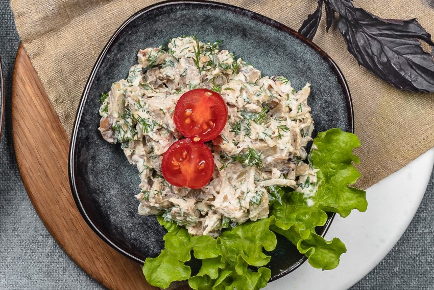 Салат огурцы с шампиньонами