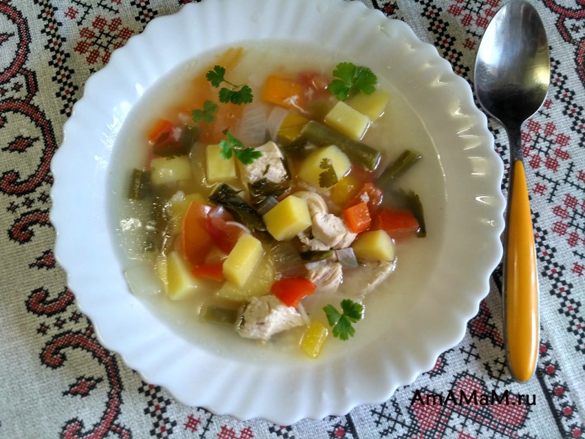 Овощной суп со стручковой фасолью