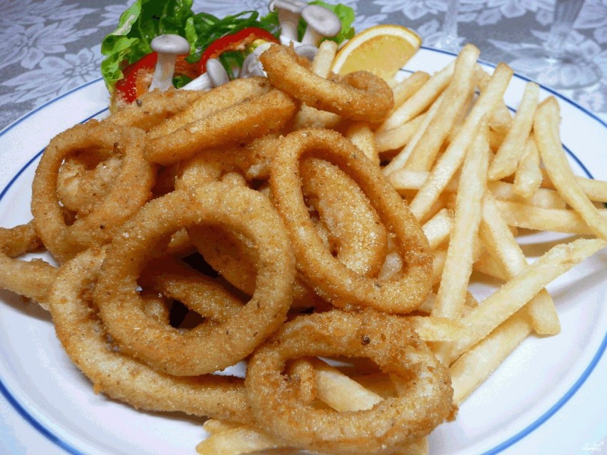 Жареные кольца кальмара