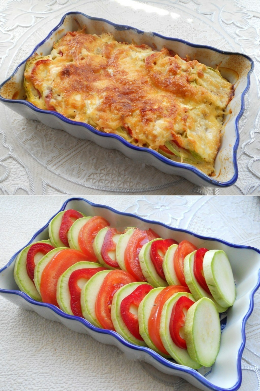 Кабачки запеченные с моцареллой