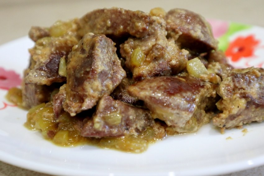 Телячья грудинка с овощами