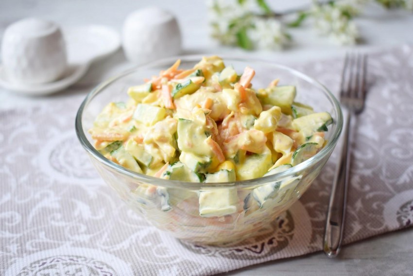 Куриный салат с майонезом