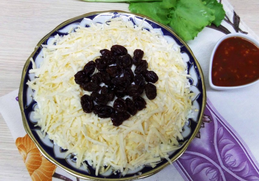 Салат черепаха с шампиньонами