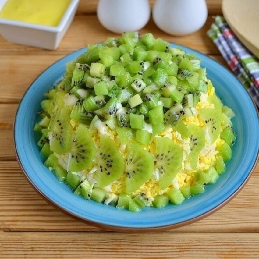 Салат с киви малахитовый браслет с кукурузой с описанием