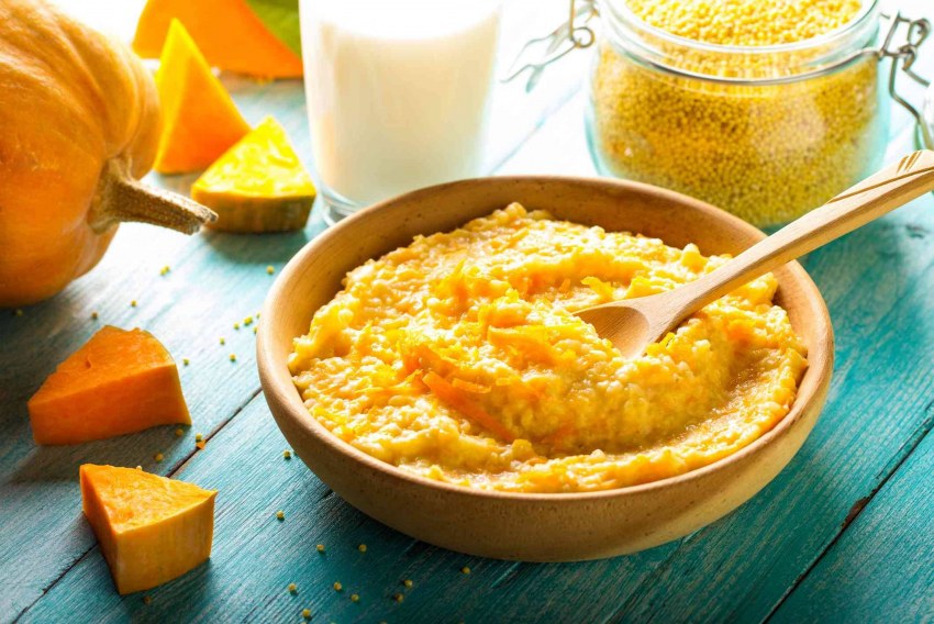 Молочная каша с тыквой и булгуром