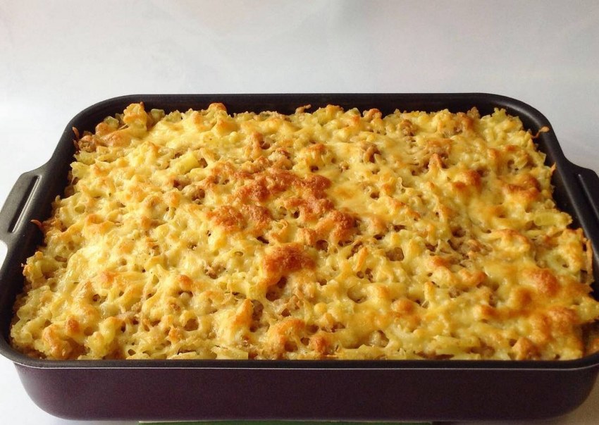 Запеканка из спагетти с фаршем и сыром в духовке
