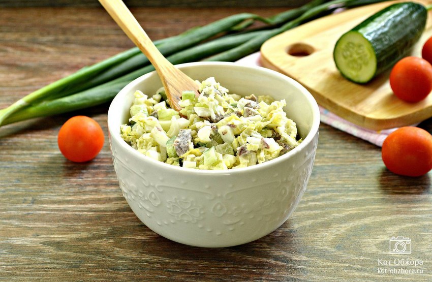 Салат с говядиной и пекинской капустой