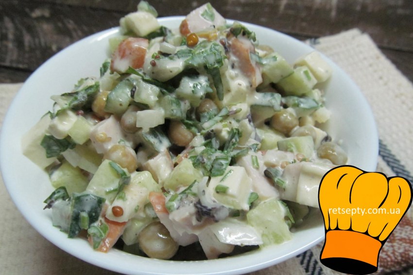Куриный салат с огурцами