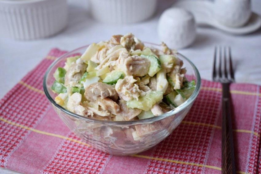 Салат с говядиной и грибами
