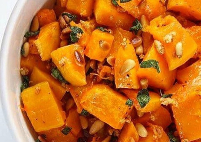 Тыква запеченная с орешками
