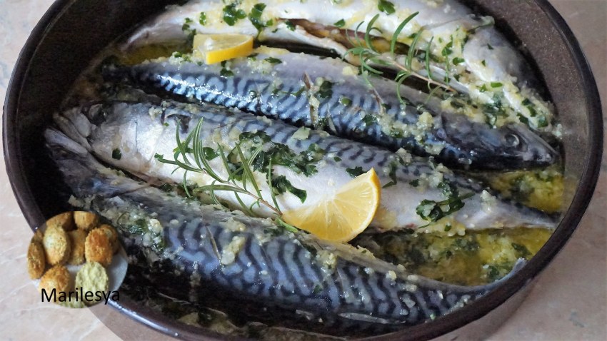 Скумбрия фаршированная овощами