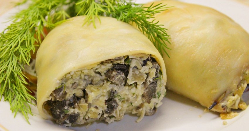 Фаршированные кальмары с грибами и сыром и яйцом