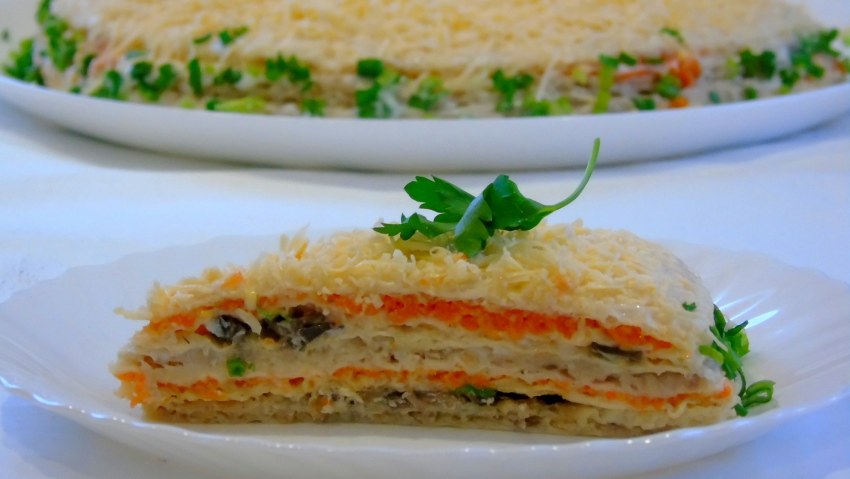 Торт закусочный с вафельными коржами