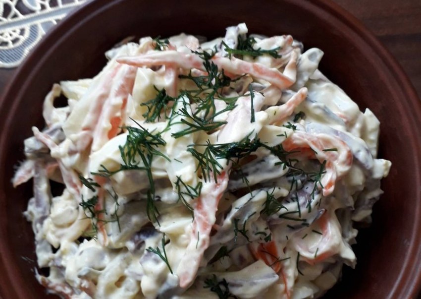 Вкусный салат с свиным сердцем