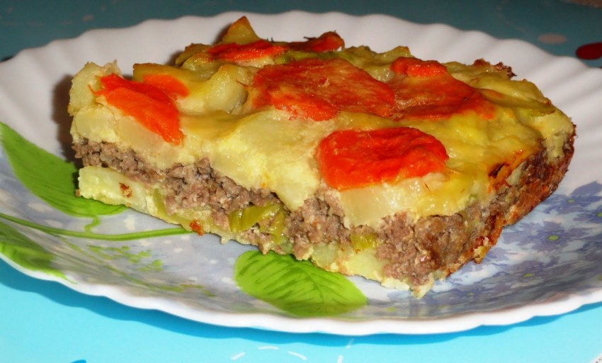 Запеканка с фаршем и картофелем