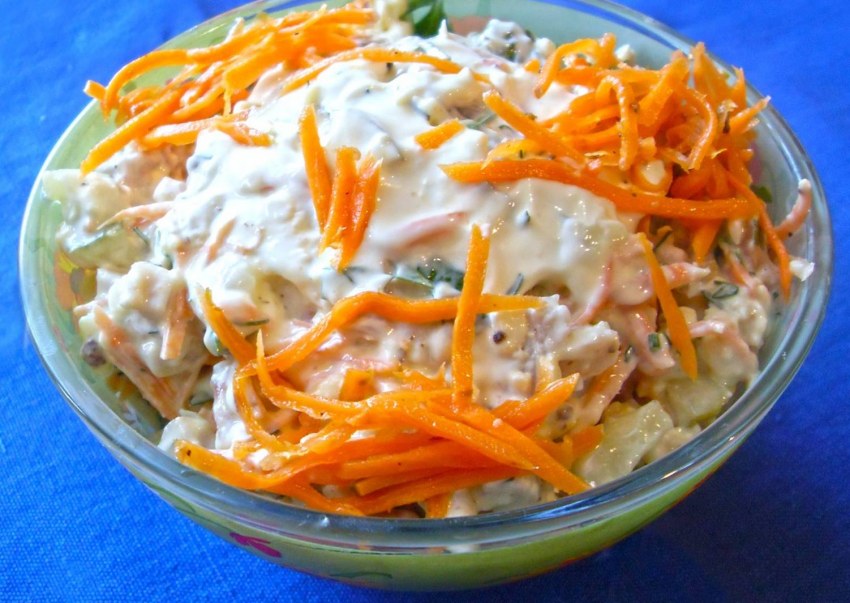 Корейская морковка курица сыр салат