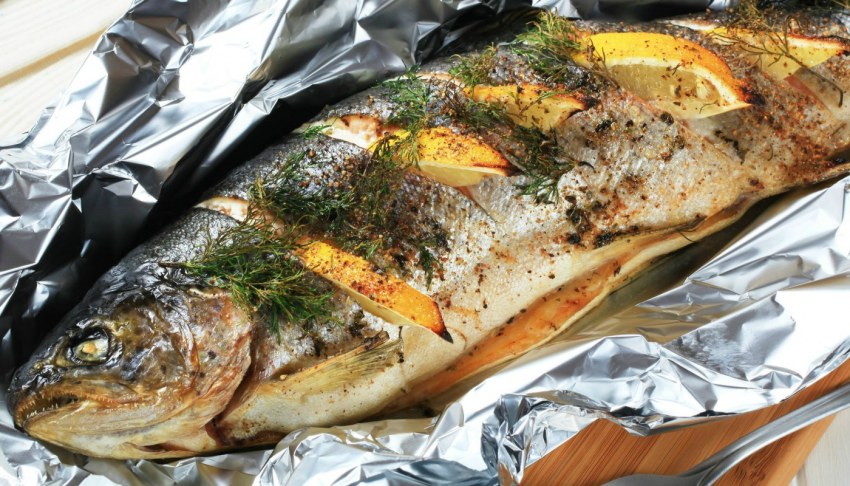Форель запеченная с овощами