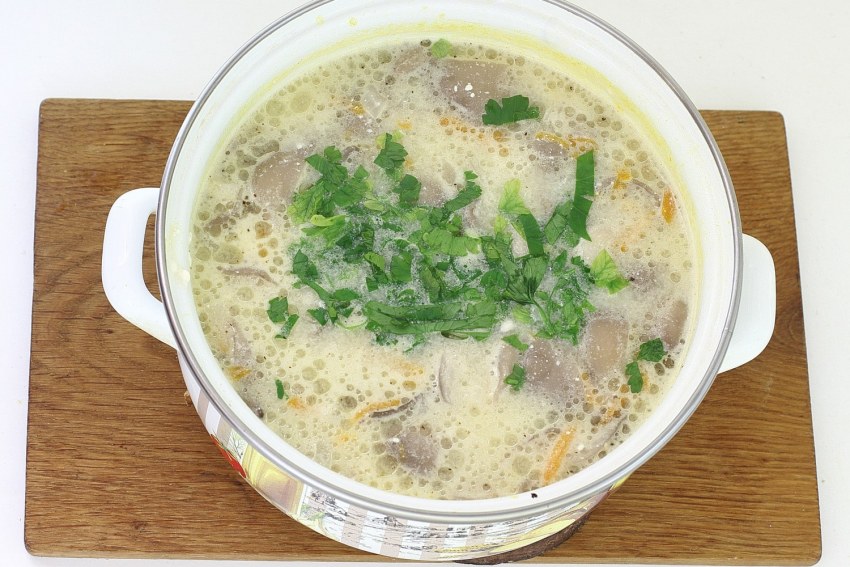 Сырный суп с вешенками