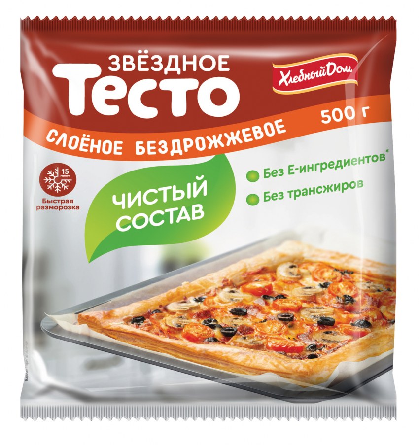 Звездный замороженное тесто "звездное" слоеное дрожжевое 500 г