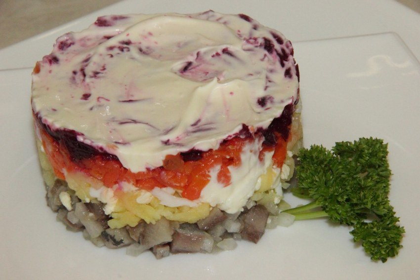 Селёдка под шубой без моркови