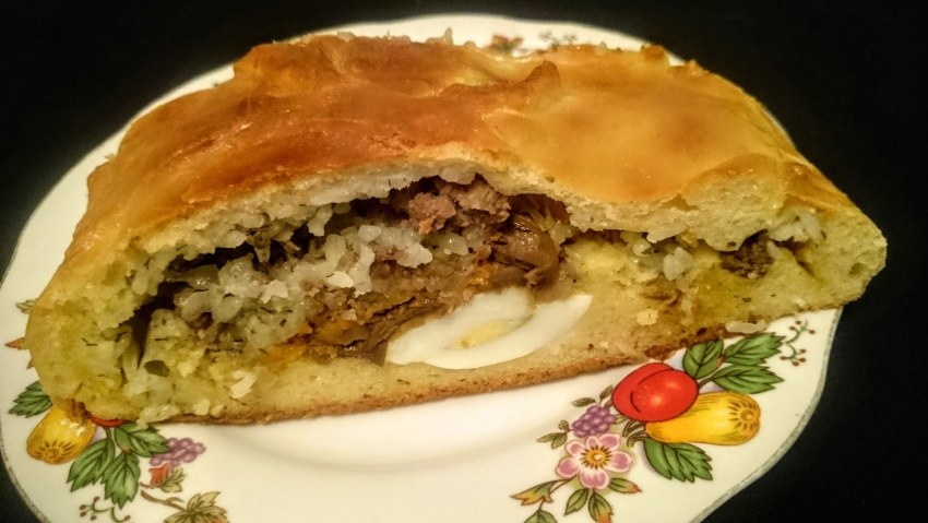 Слоеный пирог с брокколи и курицей
