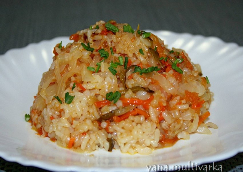 Рис с вареной капустой