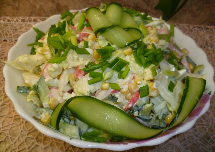 Салат капуста огурец кукуруза