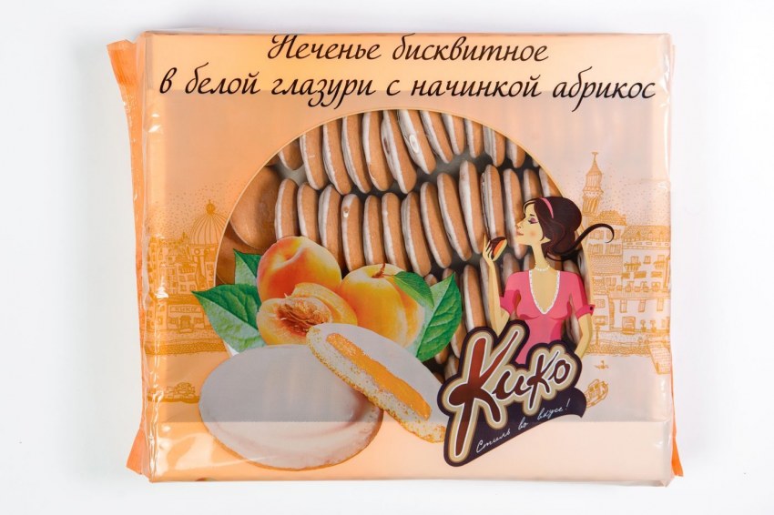 Печенье бисквитное "Кико в темной глаз. (Абрикос) 1,2кг"