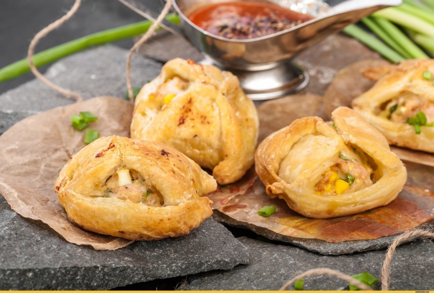 Куриные ножки с картофельным пюре в мешочке