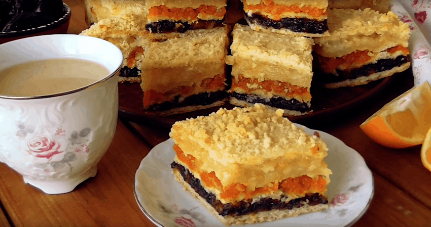Торт с курагой и грецким орехом