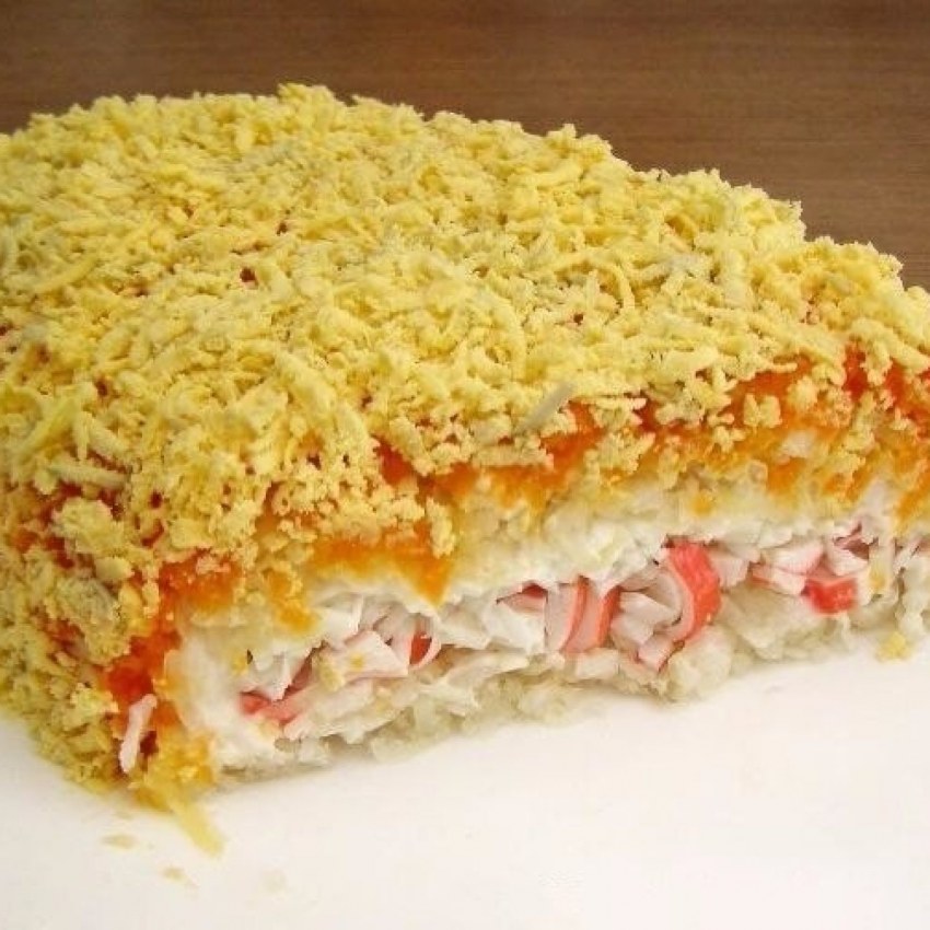 Слоеный салат неженка