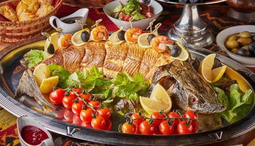 Осётр запечённый в духовке кусочками
