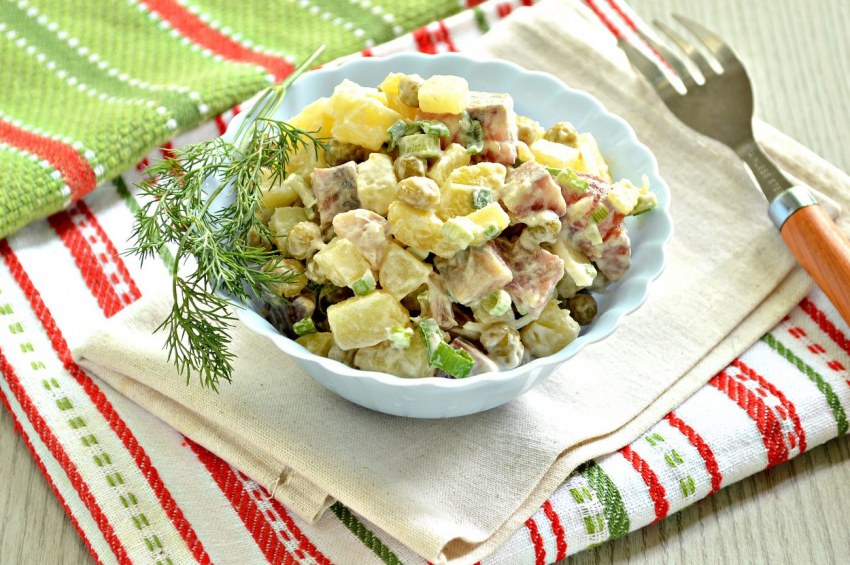 Салат с горошком и кукурузой