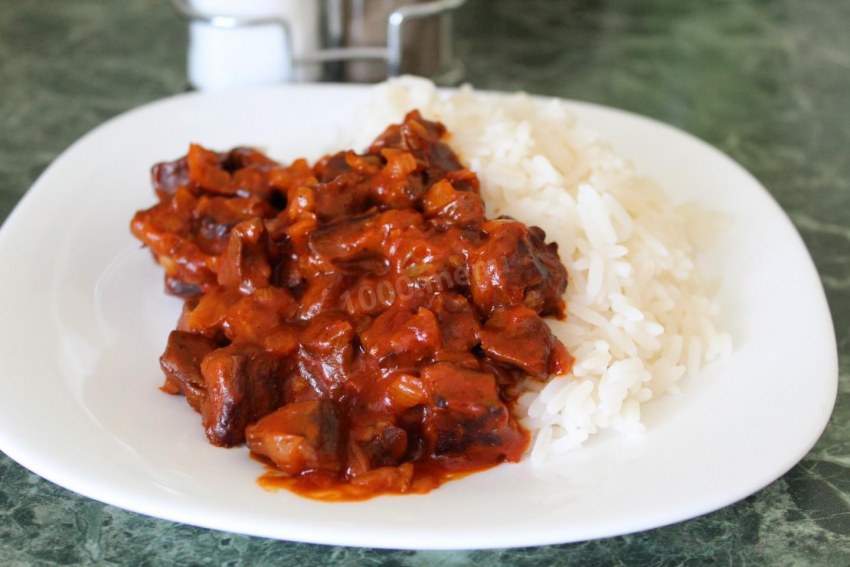 Плов из куриных сердечек