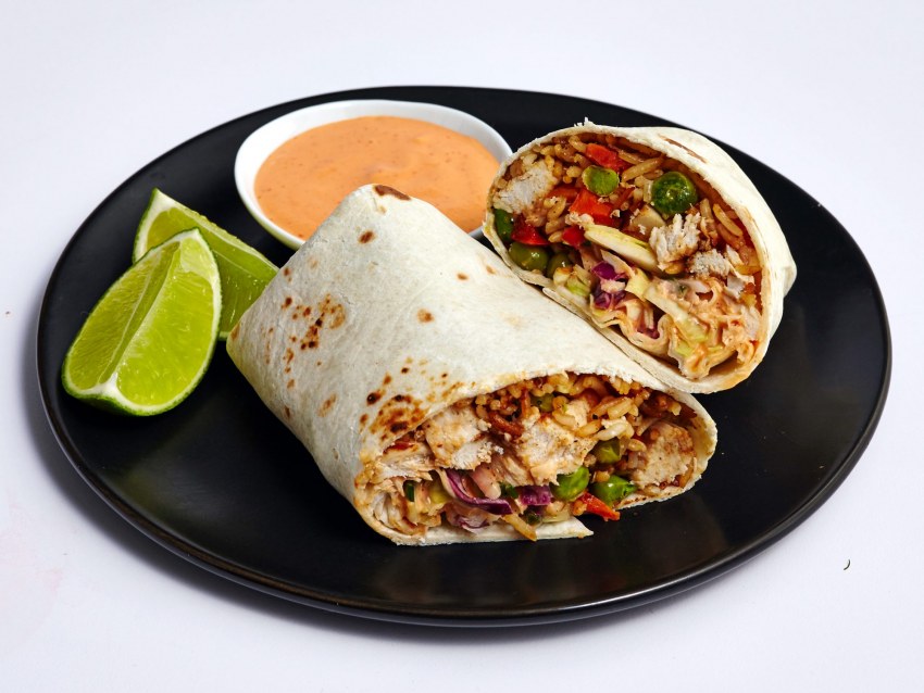Burrito Bowl with Chicken, Brown Rice, Black Beans and Veggies