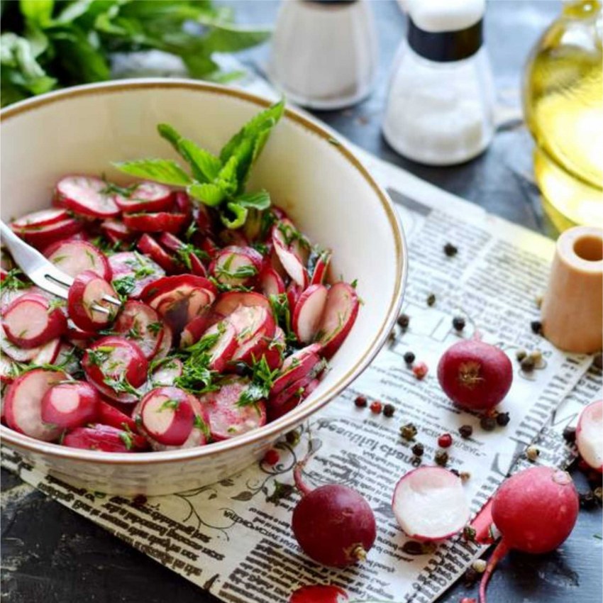 Салат редис с оливковым маслом