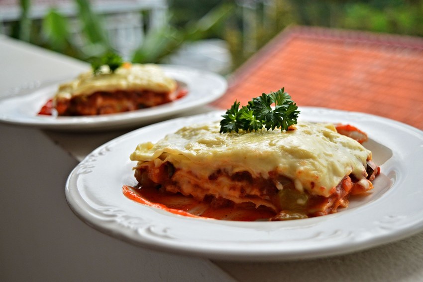 Eating Lasagna