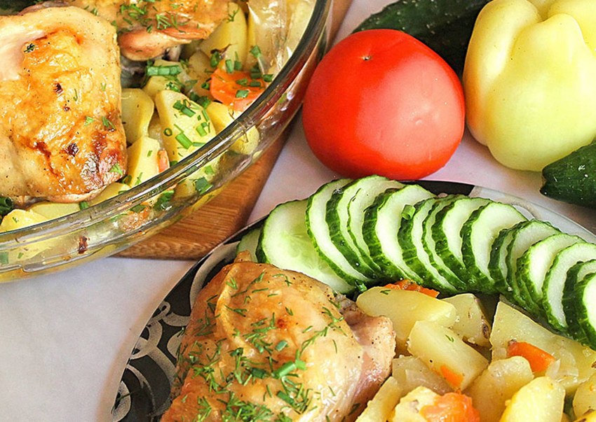 Курица с картошкой в духовке в пакете