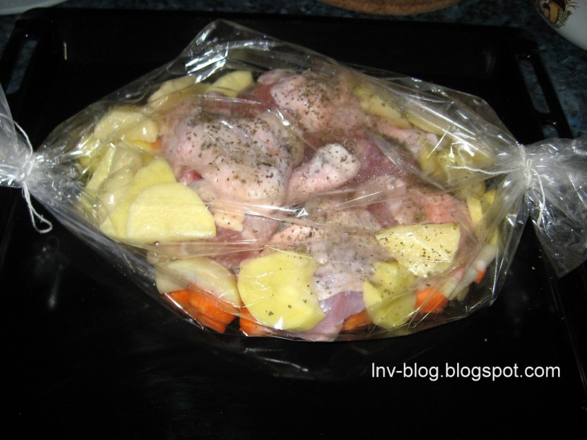 Курица6с картошкой в рукаве