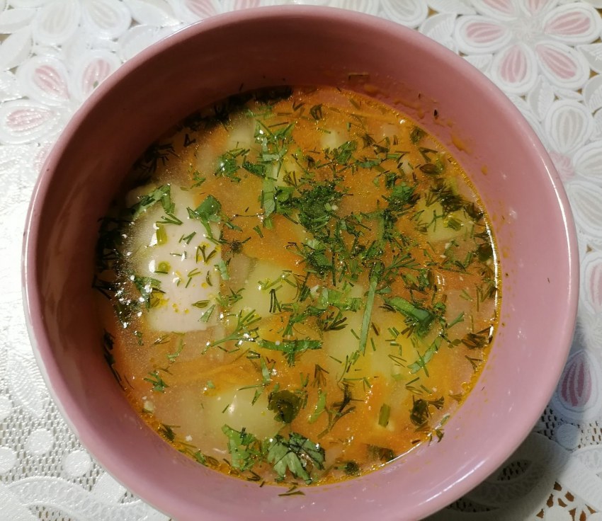 Суп рассольник с перловкой