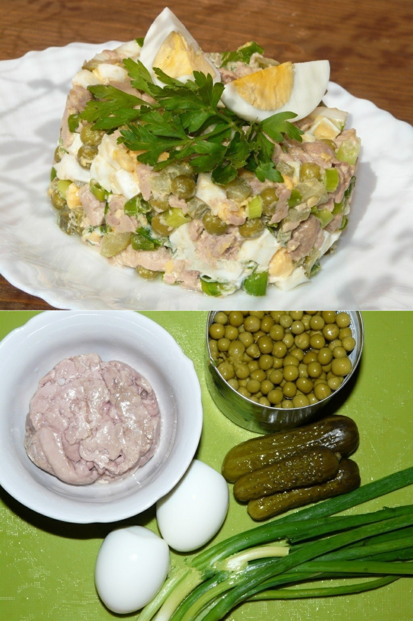 Салат из отварной трески с картофелем и соленым огурцом