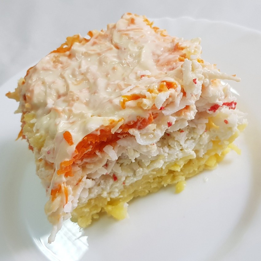 Салат с куриной печенью слоями