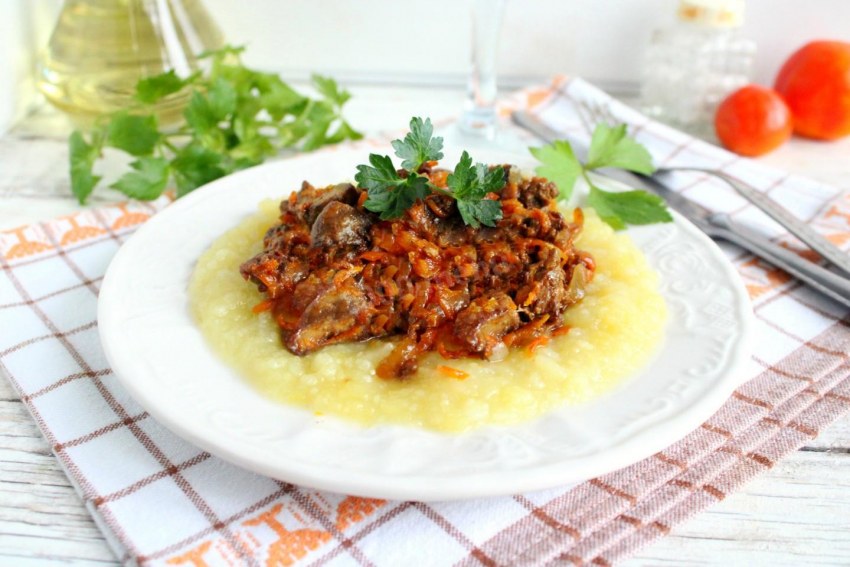 Куриная печень на сковородке