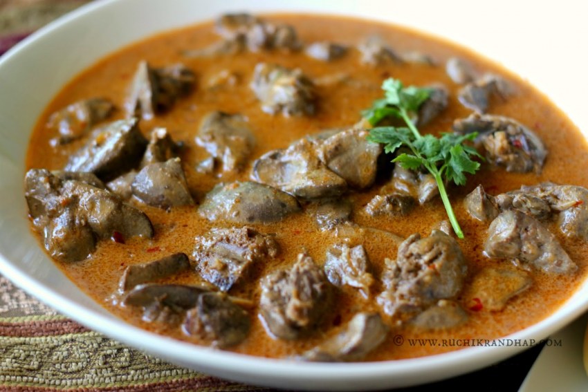Печень куриная тушеная в молоке
