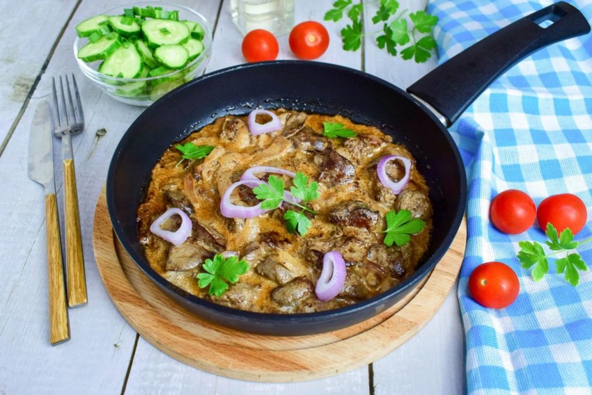 Куриная печень с сердечками