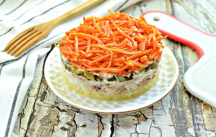 Салат Искорка с шампиньонами
