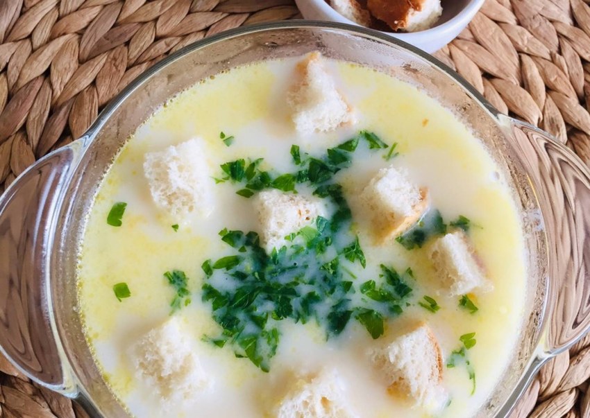 Сырный суп с курицей и рисом