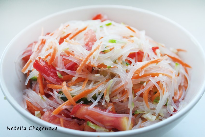 Фунчоза с морепродуктами и овощами