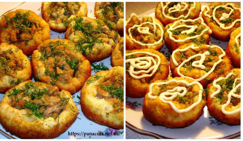 Гнездышки из фарша в духовке