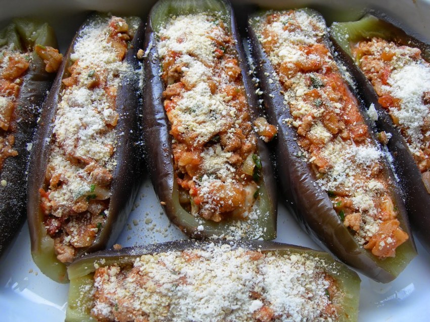 Фаршированные баклажаны кружочками